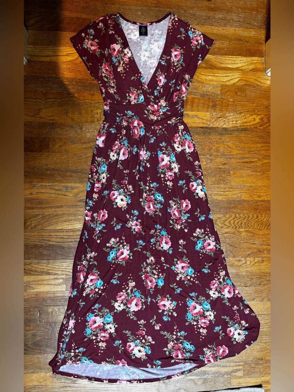 Agnes & Dora Burgundy Floral V-Neck Maxi Dress